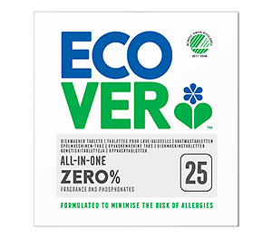 Экологические универсальные таблетки для посудомоечной машины всё-в-одном ZERO Ecover Эковер, 500 гр, 25 шт